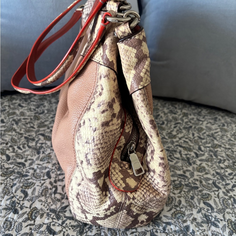Coach Snakeskin and Pink Leather Shoulder Bag - Picture 3 of 5